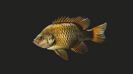 Wall Mural - Tilapia in the solid black background