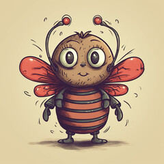 Wall Mural - unique honey bee retro style portrait for kids nursery room, or cards