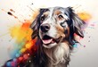 colorful art with dog drawing and painting picture