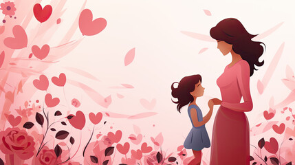 Wall Mural - concept of love of mother and child bonding, happy mothers day 