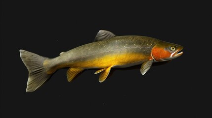 Wall Mural - Arctic Char in the solid black background