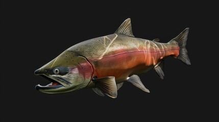 Wall Mural - Chum Salmon in the solid black background