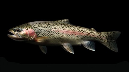 Wall Mural - Rainbow Trout in the solid black background