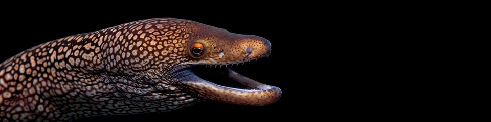 Wall Mural - Moray Eel in the solid black background