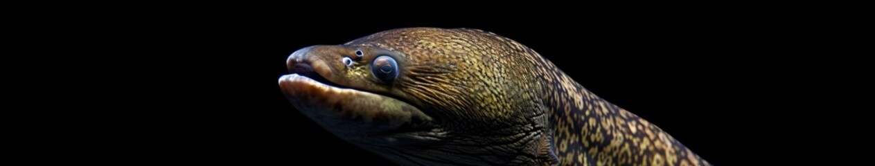Wall Mural - Moray Eel in the solid black background
