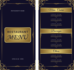 Wall Mural - a vector template of food menu card design or luxury food menu brochure