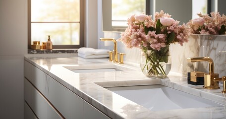 Wall Mural - Adding Elegance to Bathroom Countertops for a Luxurious Daily Experience