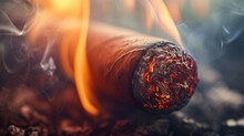 Unheatlhy, Close Up Of A Burning Cigar Mountain    