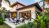 Fototapeta  - Luxury villa with private garden in tropical resort