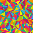 Fondo geométrico con triángulos de colores alegres.