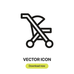 Poster - Pram icon vector. Linear-style sign for mobile concept and web design. Pram symbol illustration. Pixel vector graphics - Vector.	