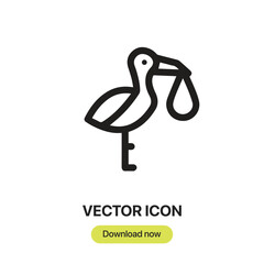 Fototapete - Stork icon vector. Linear-style sign for mobile concept and web design. Stork symbol illustration. Pixel vector graphics - Vector.	