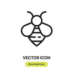 Poster - Bee icon vector. Linear-style sign for mobile concept and web design. Bee symbol illustration. Pixel vector graphics - Vector.	