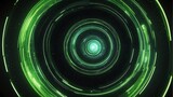 Fototapeta  - Spinning spiral vortex of neon green light streaks and particles, technology and sci-fi ad concept from Generative AI