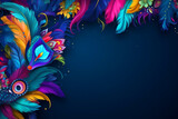 Fototapeta Motyle - Dark blue background with vibrant Brazilian carnival banner template