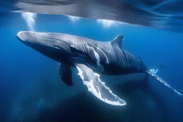 Wall Mural - Close-up on a whale underwater. 