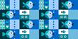 Geometric seamless pattern with fish, seaweed, elements of underwater world. Abstract modern background in minimal style for seafood, pet stores, city aquariums. Vector flat cartoon illustration