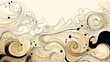 Abstract lineart  background with waves and splashes in beige and black colors. AI generative.