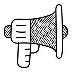 Poster - Megaphone icon. Digital marketing concept. Megaphone doodle hand drawn icon. Digital marketing icon hand drawing sketch symbol