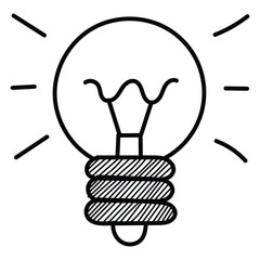 Poster - Idea icon. Digital marketing concept. Idea doodle hand drawn icon. Digital marketing icon hand drawing sketch symbol