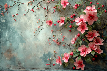 Wall Mural - watercolor victorian scrapbook paper. AI generative