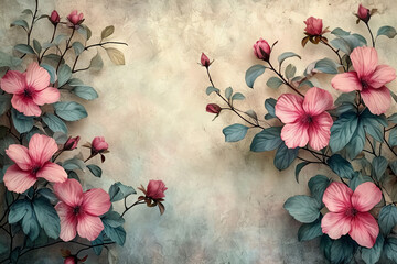 Wall Mural - watercolor victorian scrapbook paper. AI generative