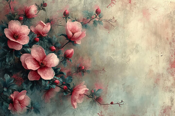 Wall Mural - watercolor victorian scrapbook paper. AI generative