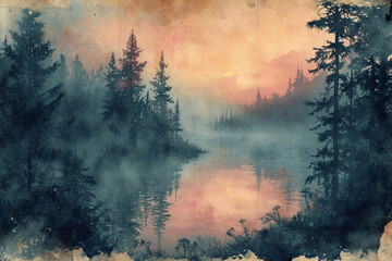 Wall Mural - watercolor victorian scrapbook paper. AI generative