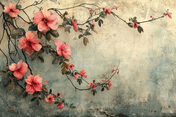 Wall Mural - watercolor victorian scrapbook paper. AI generative