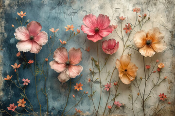 Wall Mural - watercolor victorian scrapbook paper. AI generative