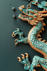 Wall Mural - Chinese New Year 2024, the year of the Dragon, dragon zodiac sign, banner, poster, empty space text	