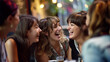 Happy candid group of female friends laughing and smiling together, ai generated