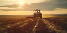Agricultural Tractor Working In The Field Generative AI