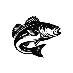 Wall Mural - clean and minimal vector illustration of a silhouetted bass fish logo