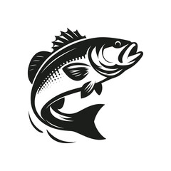 Wall Mural - clean and minimal vector illustration of a silhouetted bass fish logo