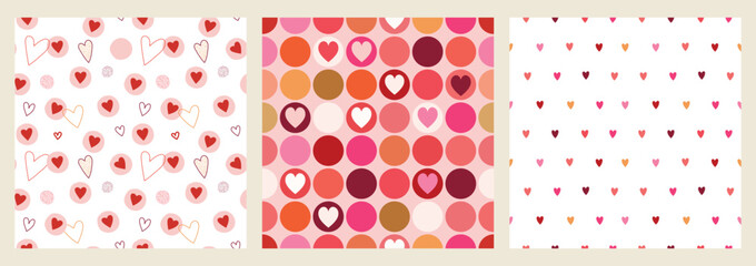 Wall Mural - valentine's day seamless patterns set with different design, decorative wallpapers, backgrounds