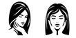 © MDSHOHIDUL - Female face vector silhouette art set, logo style