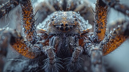 Wall Mural - A close-up photo of a spider. Macro portrait of a spider.