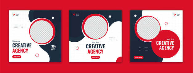 Wall Mural - Set of creative corporate social media post design, editable business template for digital marketing