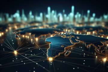 Poster - Global business growth through data analysis, AI, and blockchain.