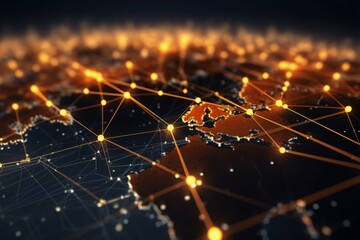 Poster - Global business growth through data analysis, AI, and blockchain.