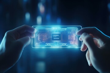 Poster - Digital ID card in human hand, technology and business.
