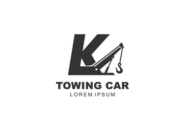 K Letter Towing Car logo template for symbol of business identity