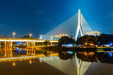 Sticker - Night, Beautiful Urban Landscape, Fuzhou, Fujian, China