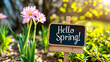 Rustic spring welcome sign with text 