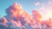 Sunset Serenity: Bushy Clouds Background With Soft Color Gradient, Creating A Calm And Tranquil Sky For A Peaceful Website Ambiance.