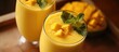 Mango lassi is a popular cold drink in India made with yogurt, water, spices, and sometimes mango.