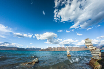 Wall Mural - Pangong Lake, a high-altitude lake in the Himalayas, Ladakh, mountain, India