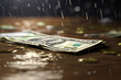 Einsamer Geldschein im Regen