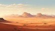 A sun-kissed desert landscape at noon, with dunes and a clear sky, capturing the stark beauty and warm tones of a daytime desert scene. - Generative AI